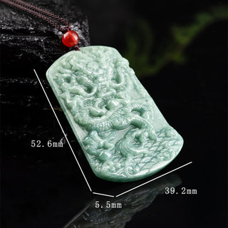 Buddha Gift Natural Jade Chinese Zodiac Dragon Sea Luck String Necklace Pendant