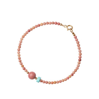 Buddha Gift 14K Gold Plated Natural Rhodonite Loving Energy Chain Bracelet