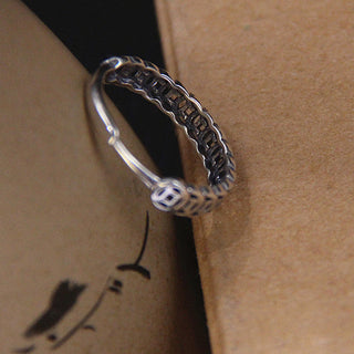 Buddha Gift Vintage Copper Coin Design Luck Adjustable Ring