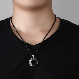 Buddha Gift 12 Constellations of the Zodiac Ice Obsidian Blessing Round Pendant Necklace