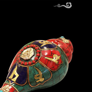 Buddha Gift Tibetan Handmade Shankha Om Mani Padme Hum Buddha Conch Shell Lucky Decoration