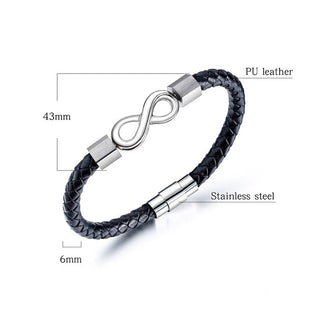 Buddha Gift Endless Knot Titanium Steel Infinity Leather Weave Balance Bracelet