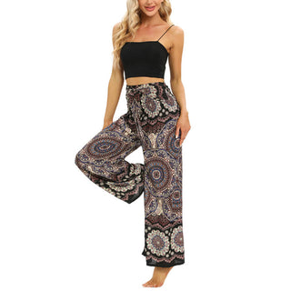 Buddha Gift Boho Mandala Print Lace-up Wide Leg Pants Women's Yoga Pants