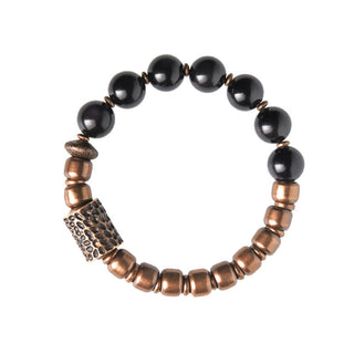 Buddha Gift Lava Rock Stone Rainbow Obsidian Copper Support Healing Bracelet