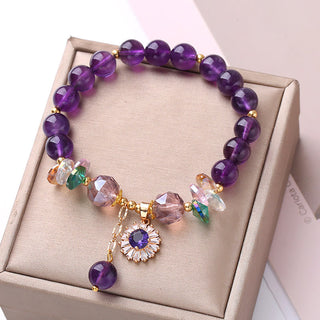 Buddha Gift Natural Amethyst Zircon Sun Healing Spiritual Charm Bracelet