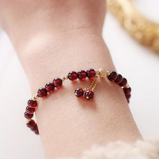 Buddha Gift 14K Gold Natural Garnet Calm Bracelet