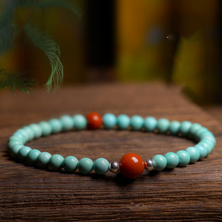 Buddha Gift Turquoise Red Agate Bead Protection Bracelet