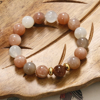 Buddha Gift Natural Sun Stone Gold Sandstone Wealth Positive Bracelet