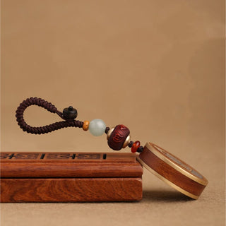 Buddha Gift Ebony Wood Rosewood Buddha Avalokitesvara Om Mani Padme Hum Balance Car Key Chain Decoration