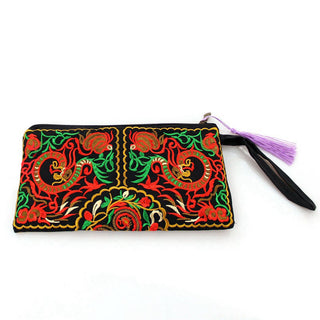 Buddha Gift Dragon Butterfly Cosmos Flower Embroidery Wallet Shopping Purse