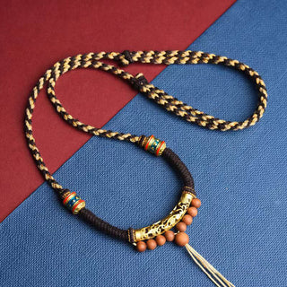 Buddha Gift Tibetan Handmade King Kong Knot Om Mani Padme Hum Prayer Wheel String Necklace Pendant