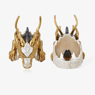 Buddha Gift 925 Sterling Silver Dragon Luck Success Protection Adjustable Ring Pendant