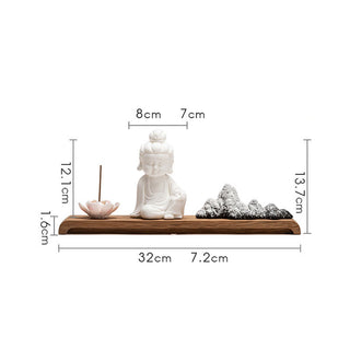 Buddha Gift Lotus Flower Tathagata Kwan Yin Avalokitesvara Ksitigarbha Meditation Ceramic Stick Incense Burner Decoration