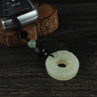 Buddha Gift PiXiu Jade Peace Buckle Abundance Wealth Key Chain