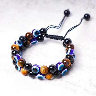 Buddha Gift Evil Eye Hematite Tiger Eye Protection Beaded Bracelet