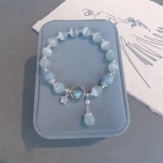 Buddha Gift Cat's Eye Moonstone Butterfly Star Charm Support Bracelet