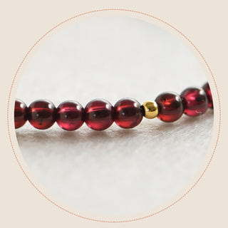 Buddha Gift Natural Garnet Golden Beads Stability Bracelet