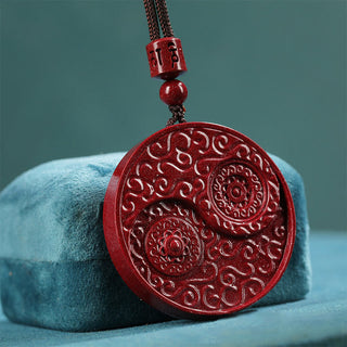 Buddha Gift Cinnabar Yin Yang Keep Away Evil Spirits Necklace Pendant