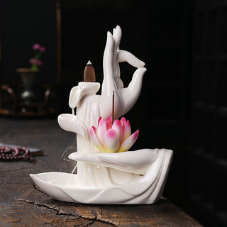 Buddha GiftTibetan Lotus Blessing Incense Burner Decoration