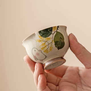 Buddha Gift Hand Painted Small Osmanthus Rabbit Ceramic Teacup Kung Fu Tea Cup 40ml