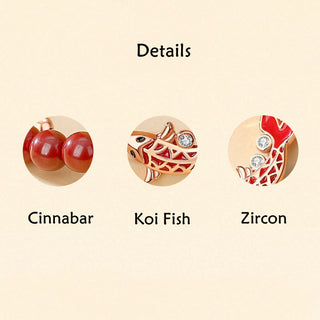 Buddha Gift 925 Sterling Silver Lucky Koi Fish Cinnabar Zircon Prosperity Double Layer Chain Bracelet