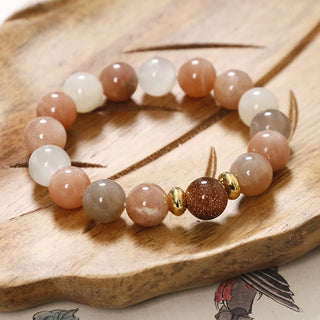 Buddha Gift Natural Sun Stone Gold Sandstone Wealth Positive Bracelet