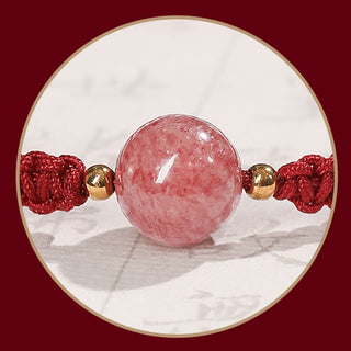 Buddha Gift Natural Strawberry Quartz Crystal Love Red String Weave Bracelet Anklet