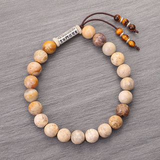 Buddha Gift Weathered Stone Om Mani Padme Hum Strengthen Bracelet