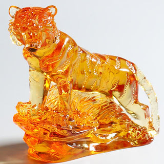 Buddha Gift Handmade Liuli Crystal Tiger Art Piece Protection Home Decoration