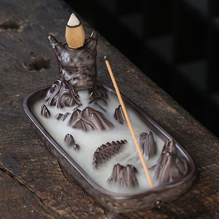 Buddha Gift Dragon Mountain Strength Ceramic Incense Burner Decoration