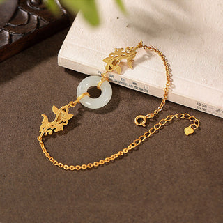 Buddha Gift White Jade Koi Fish Prosperity Bracelet