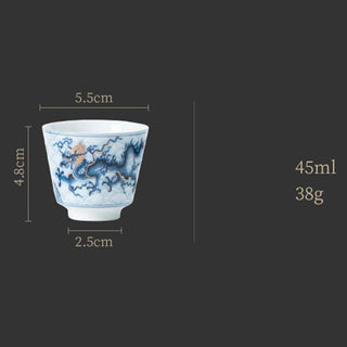 Buddha Gift Small Blue And White Dragon Pattern Ceramic Teacup Kung Fu Tea Cups 45ml