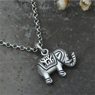 Buddha Gift 990 Sterling Silver Elephant Strength Necklace Pendant