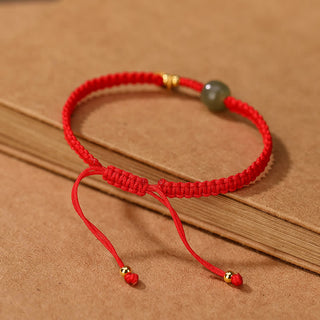 Buddha Gift 925 Sterling Silver Hetian Jade Blessing Wealth Red String Bracelet