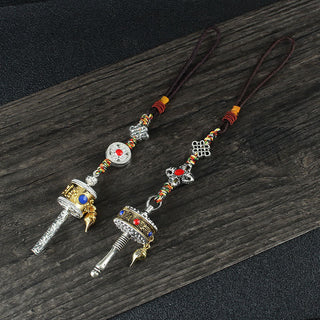 Buddha Gift Tibet Om Mani Padme Hum Prayer Wheel Peace Rotatable Bag Car Hanging Decoration