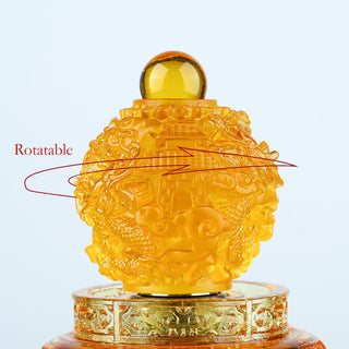 Buddha Gift Feng Shui Auspicious Dragon Handmade Liuli Crystal Rotatable Art Piece Luck Home Office Decoration