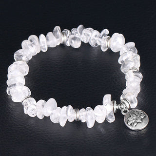 Buddha Gift Natural White Crystal Lotus Healing Bracelet
