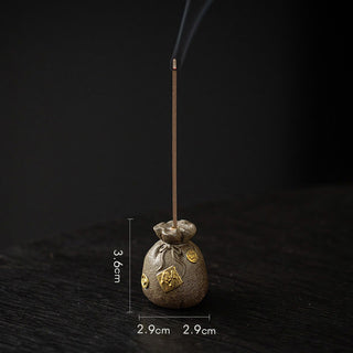 Buddha Gift Small Treasure Bowl Lucky Bag Bagua Tray Healing Ceramic Stick Incense Burner Decoration