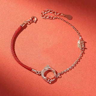 Buddha Gift 925 Sterling Silver Year Of The Dragon Copper Koi Fish Luck Protection Bracelet