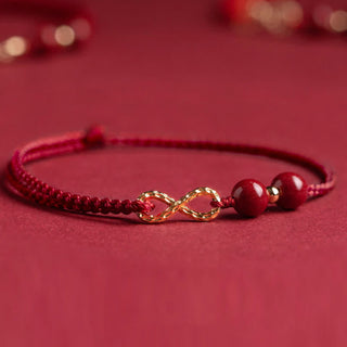 Buddha Gift Cinnabar Blessing Red String 14K Gold Infinity Symbol Bracelet Anklet