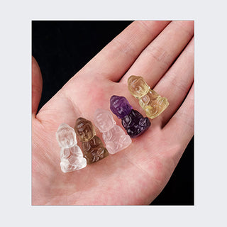 Buddha Gift Various Crystal Amethyst Pink Crystal White Crystal Citrine Buddha Carved Spiritual Healing Necklace Pendant Decoration