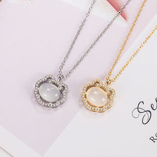 Buddha Gift Chalcedony Lock of Good Wishes Positive Necklace Pendant