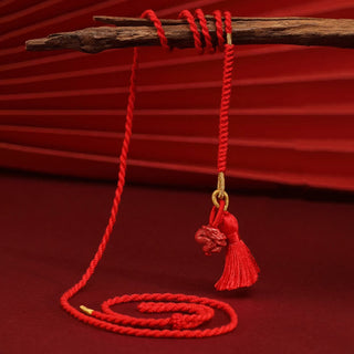 Buddha Gift Natural Cinnabar Dragon Blessing Red String Belly Chain