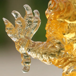 Buddha Gift Handmade Chinese Zodiac Yellow Dragon Liuli Crystal Art Piece Luck Protection Home Office Decoration