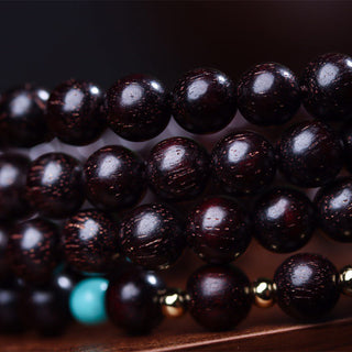 Buddha Gift 108 Mala Beads Tibetan Small Leaf Red Sandalwood Lotus Balance Bracelet