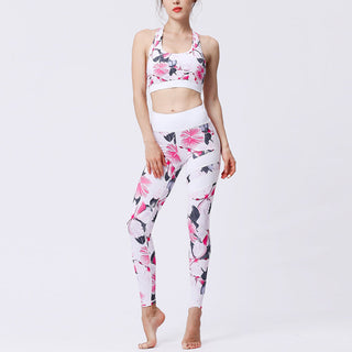 Buddha Gift 2Pcs Sunflower Flowers Leaves Print Top Pants Sports Fitness Yoga Women's Yoga Sets