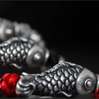 Buddha Gift Silver Luck Koi Fish Braided String Bracelet