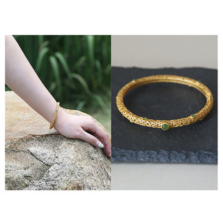 Buddha Gift Cyan Jade Copper Auspicious Clouds Calm Healing Bracelet Bangle