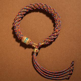 Buddha Gift Tibetan Handmade Luck Thangka Prayer Wheel Charm Weave String Bracelet