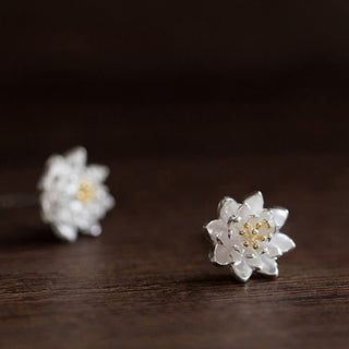 Buddha Gift 925 Sterling Silver Lotus Flower Balance Earrings